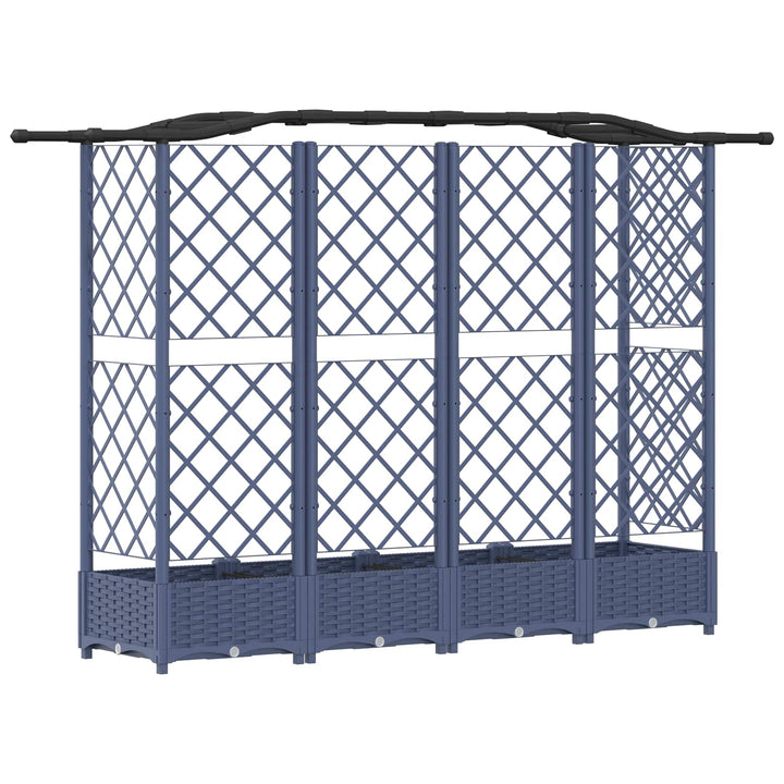 Hævet Bed med Trellis og Tag Grå 203,5 x 40 x 123 cm PP