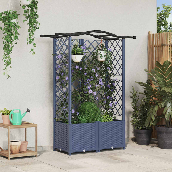 Hævet Bed med Trellis og Tag Grå 122 x 40 x 138 cm PP