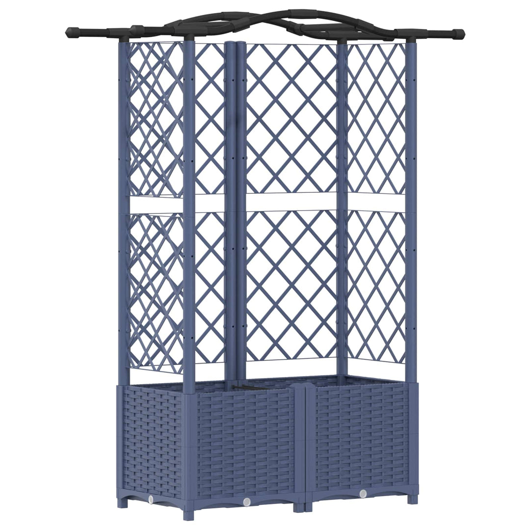 Hævet Bed med Trellis og Tag Grå 122 x 40 x 138 cm PP