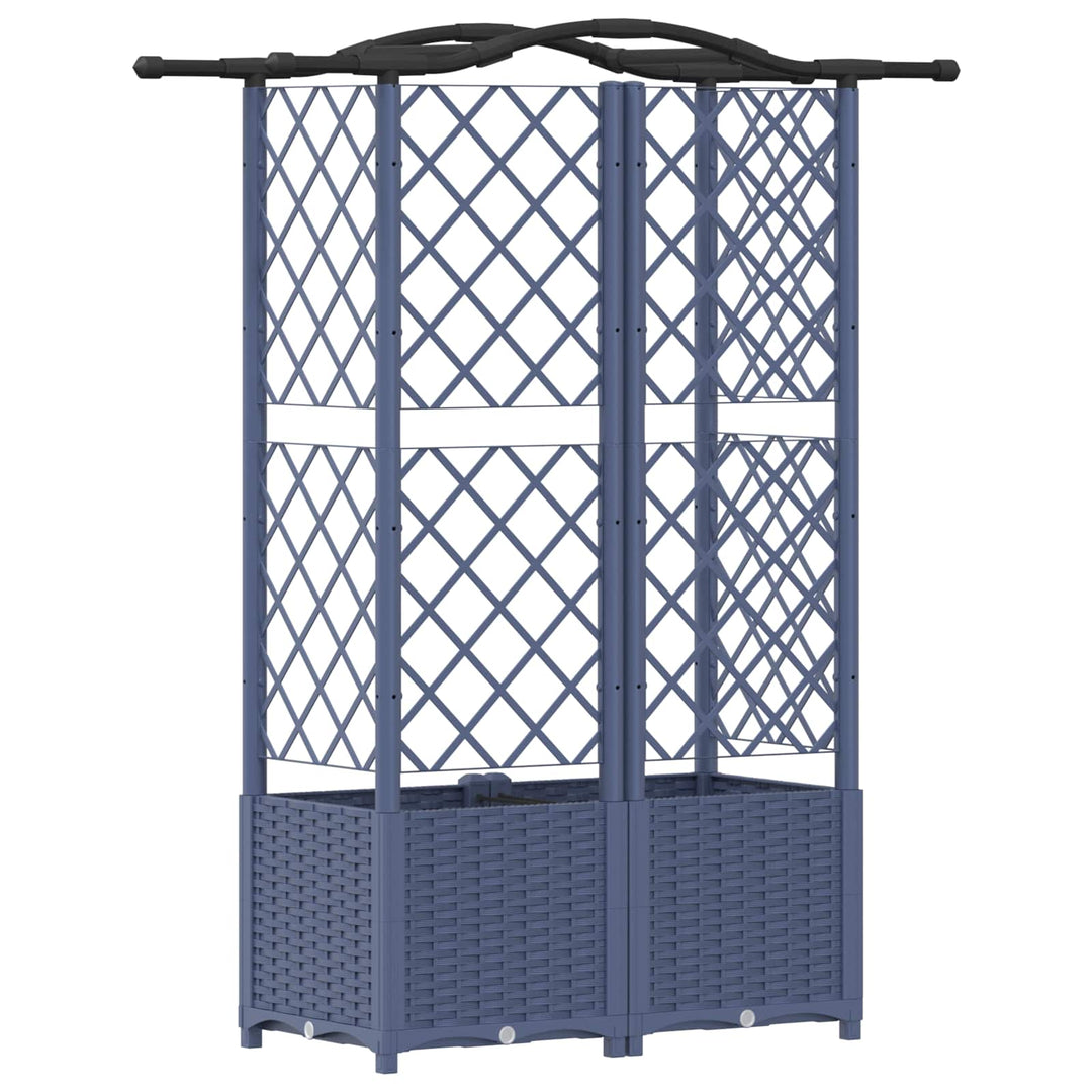 Hævet Bed med Trellis og Tag Grå 122 x 40 x 138 cm PP