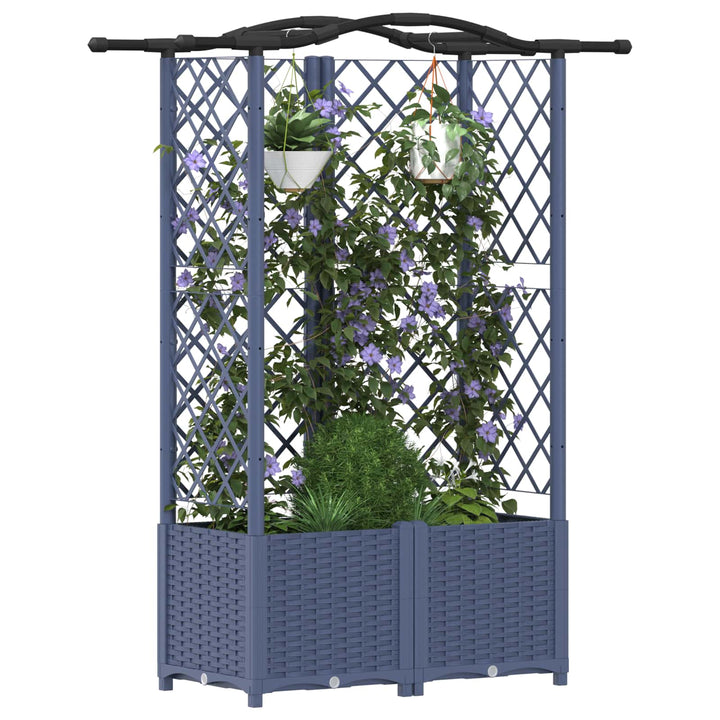 Hævet Bed med Trellis og Tag Grå 122 x 40 x 138 cm PP