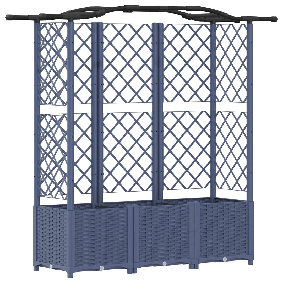 Hævet Bed med Trellis og Tag Grå 163 x 40 x 138 cm PP