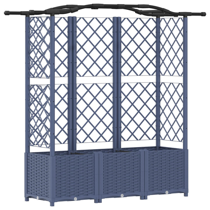 Hævet Bed med Trellis og Tag Grå 163 x 40 x 138 cm PP