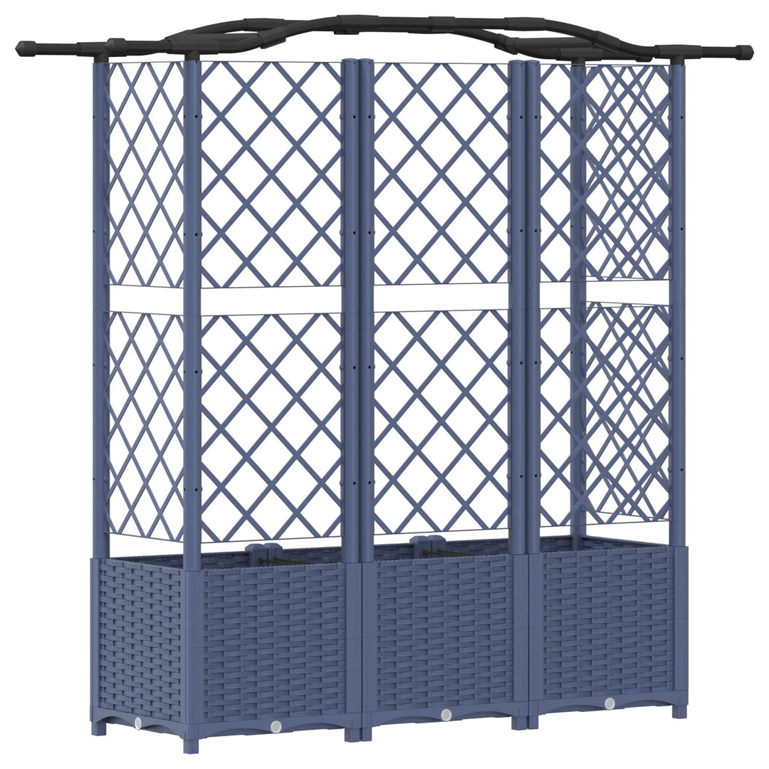 Hævet Bed med Trellis og Tag Grå 163 x 40 x 138 cm PP