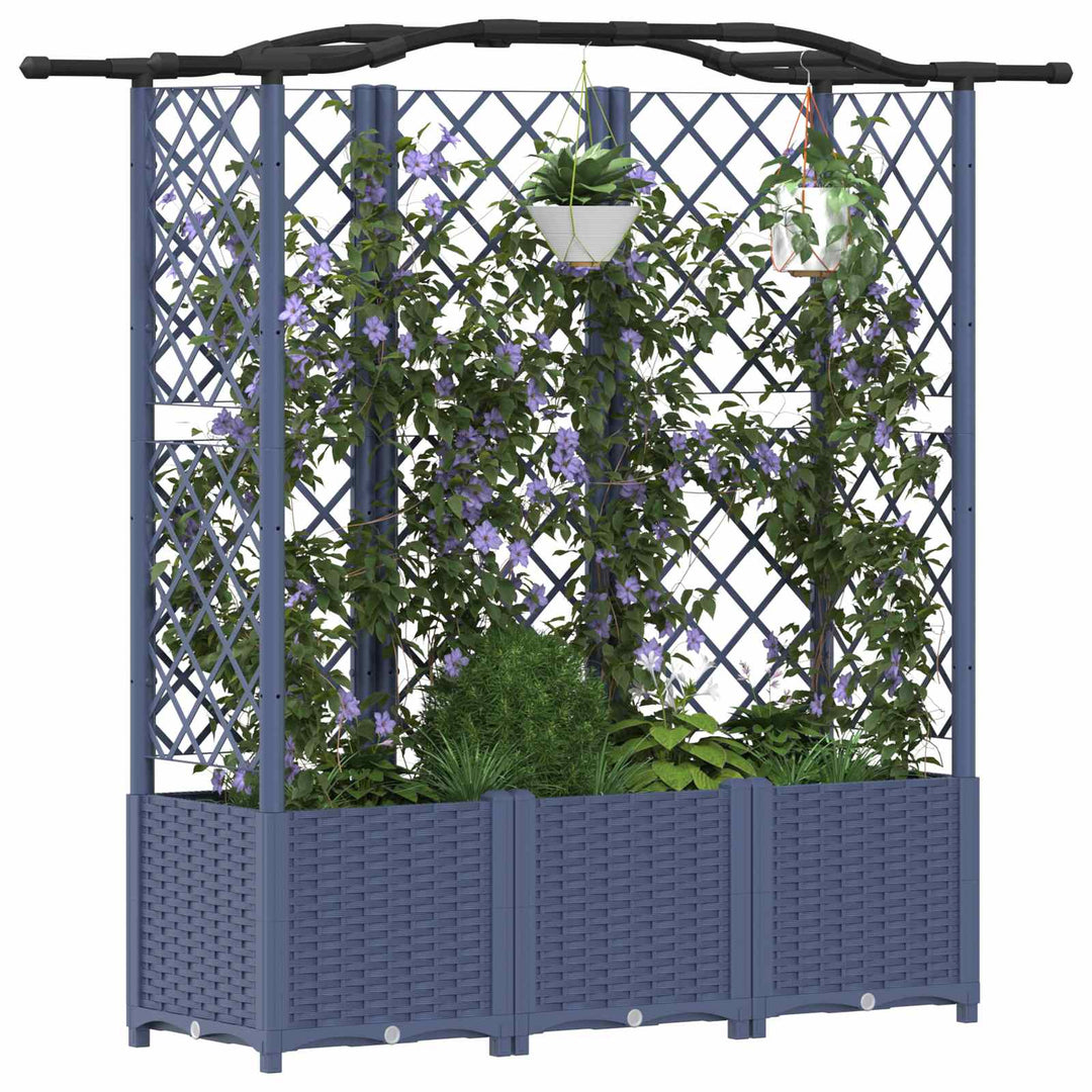 Hævet Bed med Trellis og Tag Grå 163 x 40 x 138 cm PP