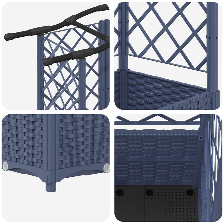 Hævet Bed med Trellis og Tag Grå 204 x 40 x 138 cm PP