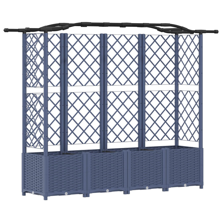 Hævet Bed med Trellis og Tag Grå 204 x 40 x 138 cm PP