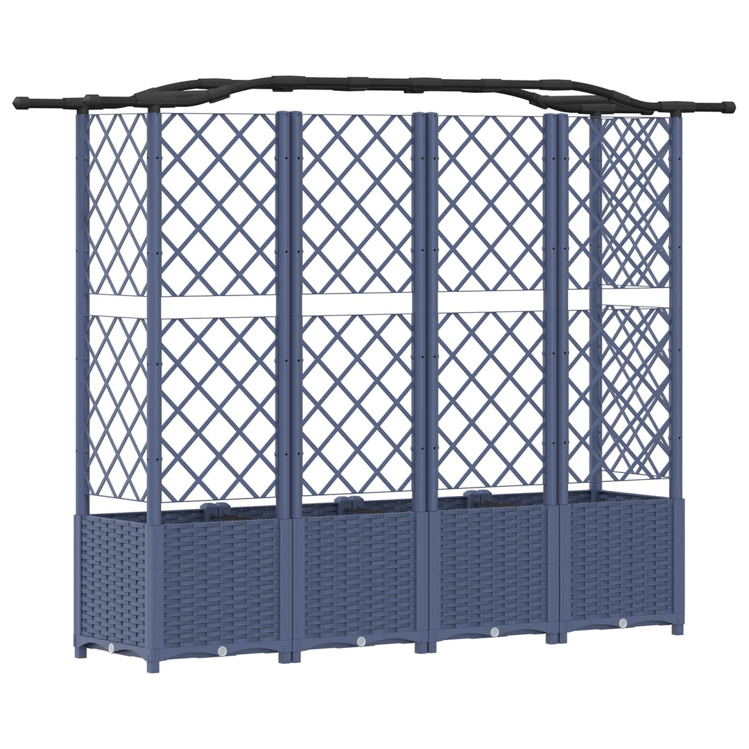Hævet Bed med Trellis og Tag Grå 204 x 40 x 138 cm PP