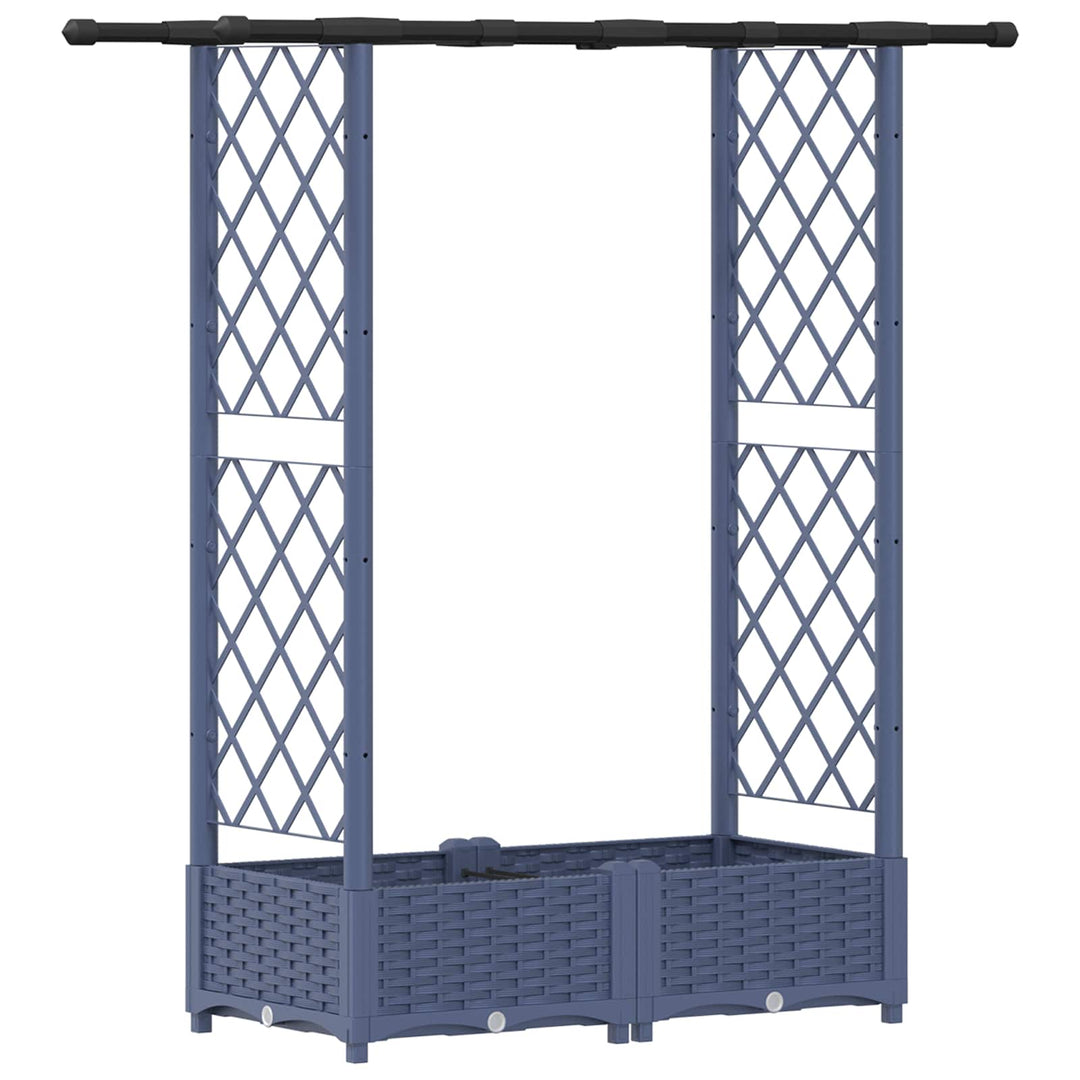 Hævet Bed med Trellis og Tag Grå 122,5 x 40 x 123 cm PP