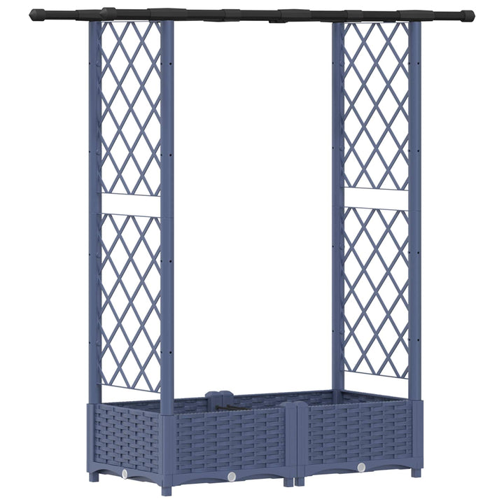 Hævet Bed med Trellis og Tag Grå 122,5 x 40 x 123 cm PP