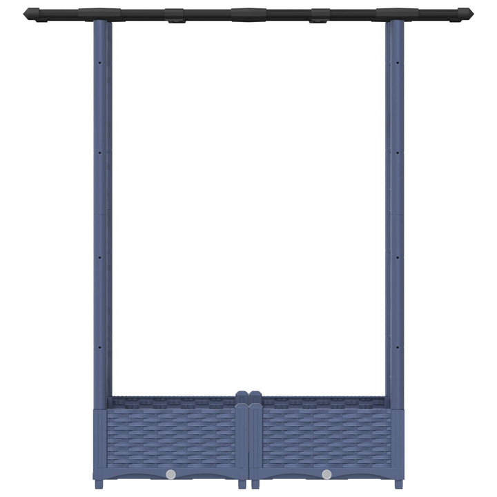 Hævet Bed med Trellis og Tag Grå 122,5 x 40 x 123 cm PP