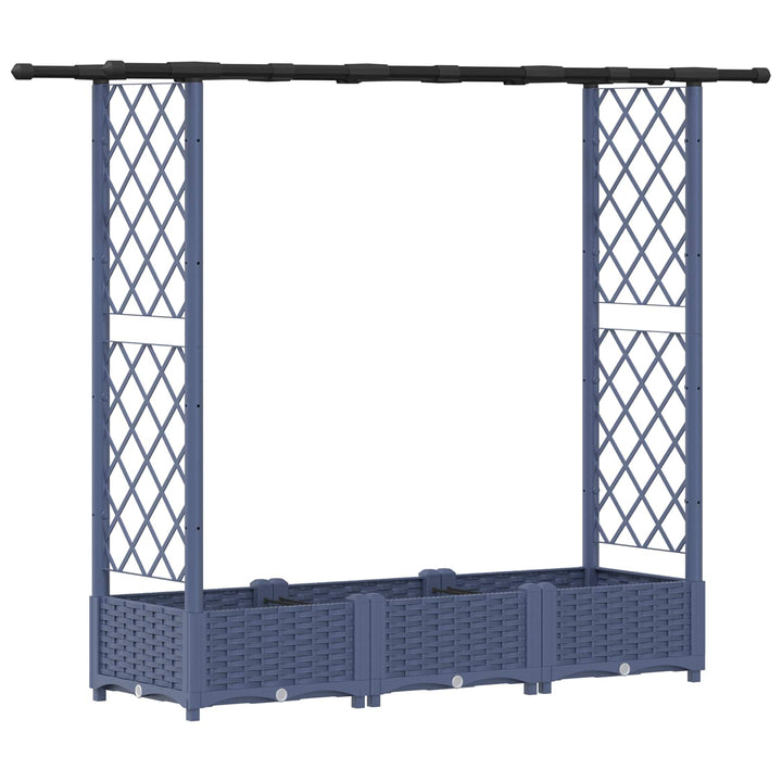 Hævet Bed med Trellis og Tag Grå 164 x 40 x 123 cm PP