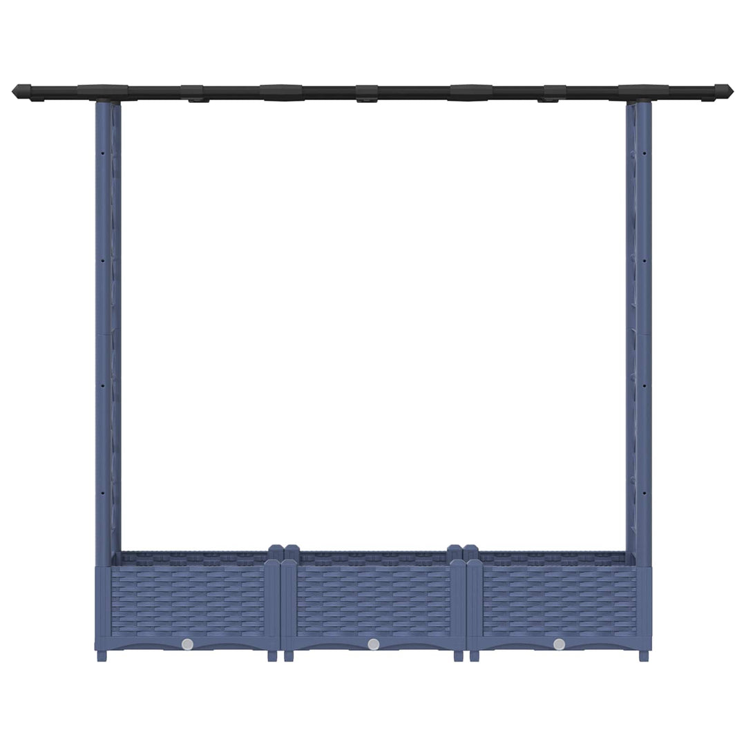 Hævet Bed med Trellis og Tag Grå 164 x 40 x 123 cm PP
