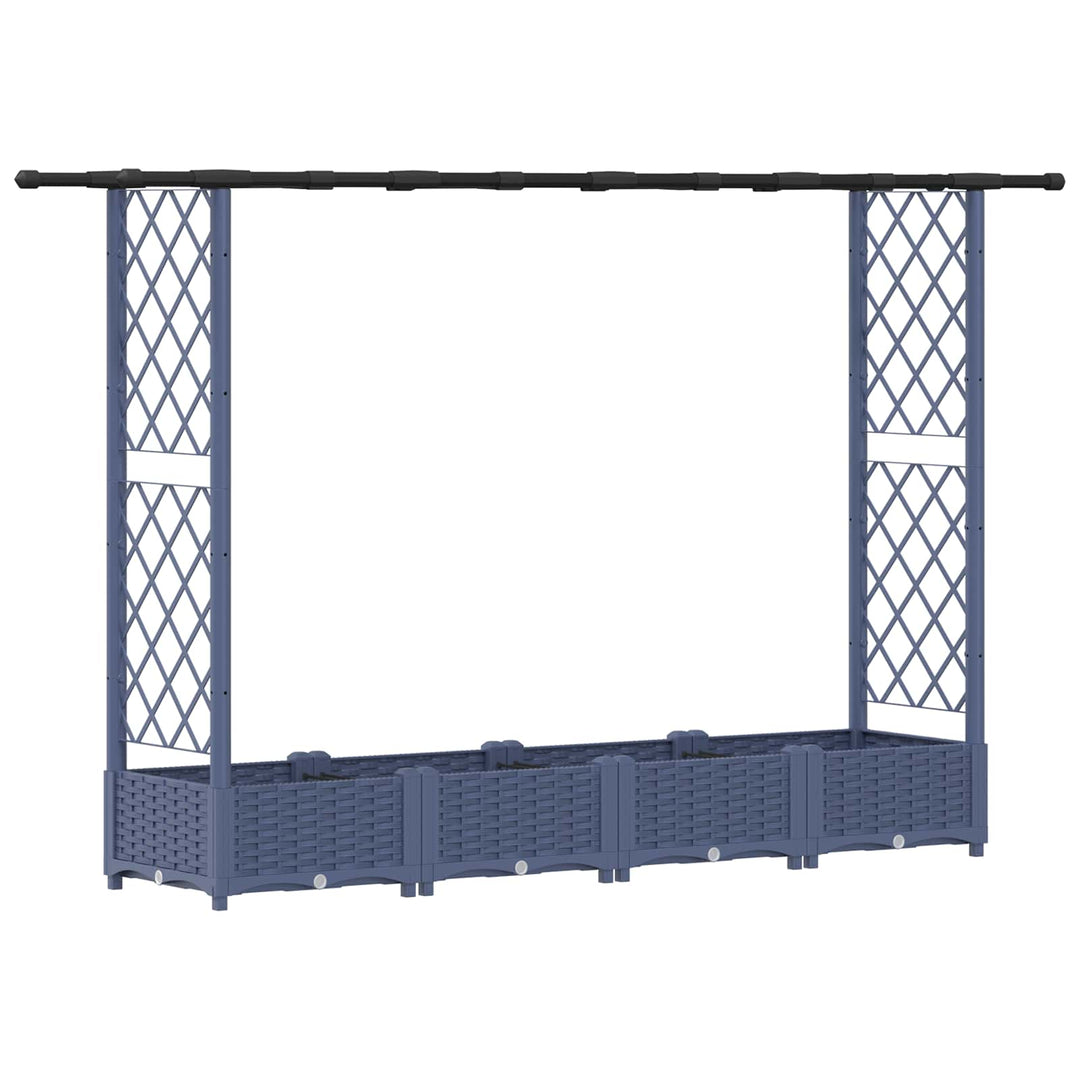 Hævet Bed med Trellis og Tag Grå 203 x 40 x 123 cm PP