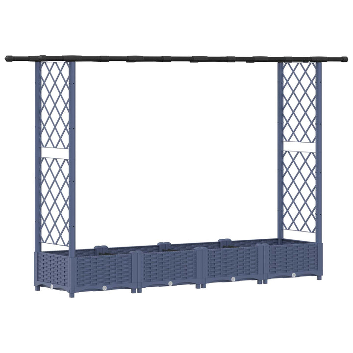 Hævet Bed med Trellis og Tag Grå 203 x 40 x 123 cm PP