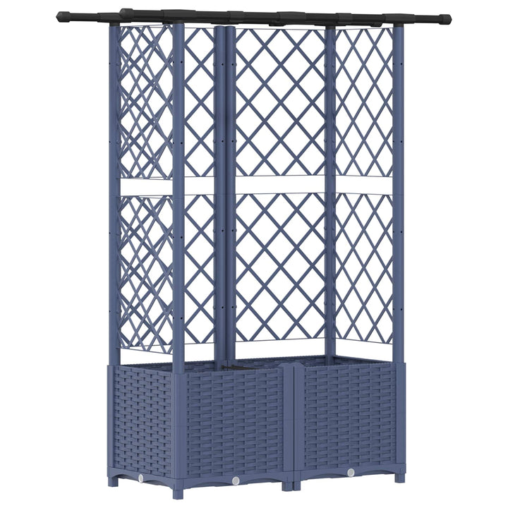 Hævet Bed med Trellis og Tag Grå 124,5 x 40 x 138 cm PP