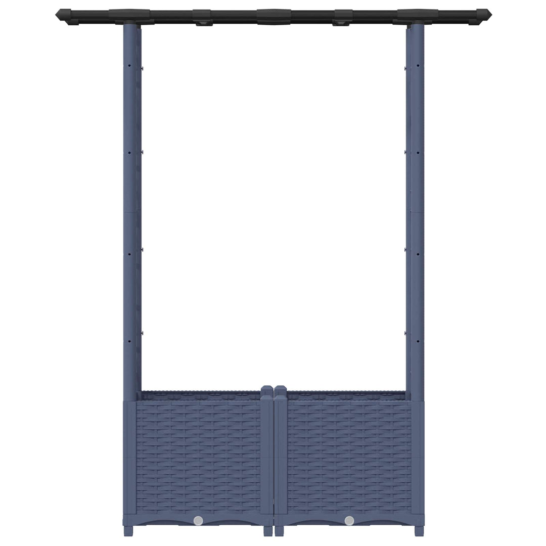 Hævet Bed med Trellis og Tag Grå 124,5 x 40 x 138 cm PP