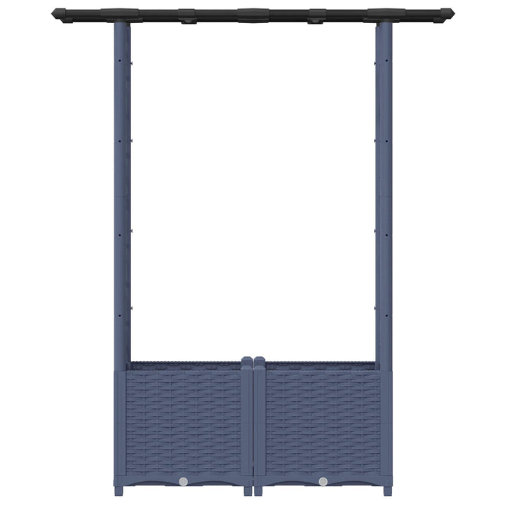 Hævet Bed med Trellis og Tag Grå 124,5 x 40 x 138 cm PP