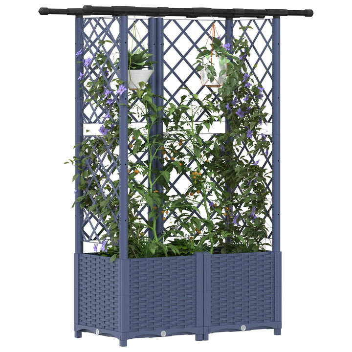 Hævet Bed med Trellis og Tag Grå 124,5 x 40 x 138 cm PP