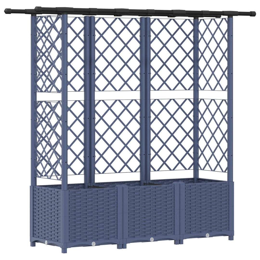 Hævet Bed med Trellis og Tag Grå 162,5 x 40 x 138 cm PP