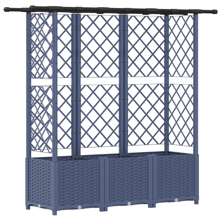 Hævet Bed med Trellis og Tag Grå 162,5 x 40 x 138 cm PP