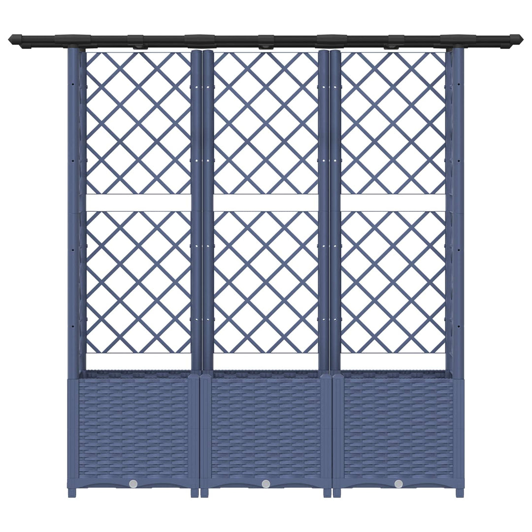 Hævet Bed med Trellis og Tag Grå 162,5 x 40 x 138 cm PP