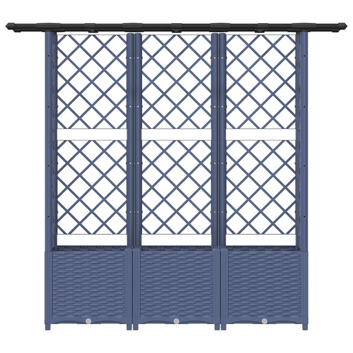 Hævet Bed med Trellis og Tag Grå 162,5 x 40 x 138 cm PP