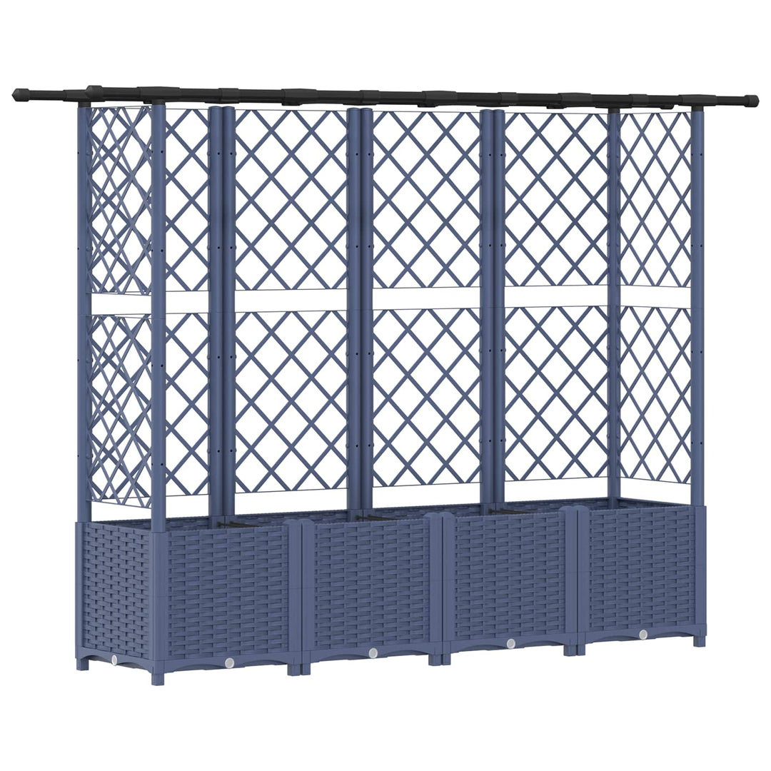 Hævet Bed med Trellis og Tag Grå 203 x 40 x 138 cm PP