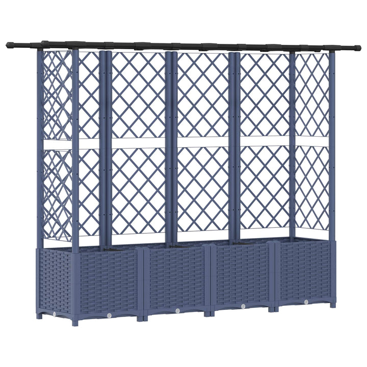 Hævet Bed med Trellis og Tag Grå 203 x 40 x 138 cm PP
