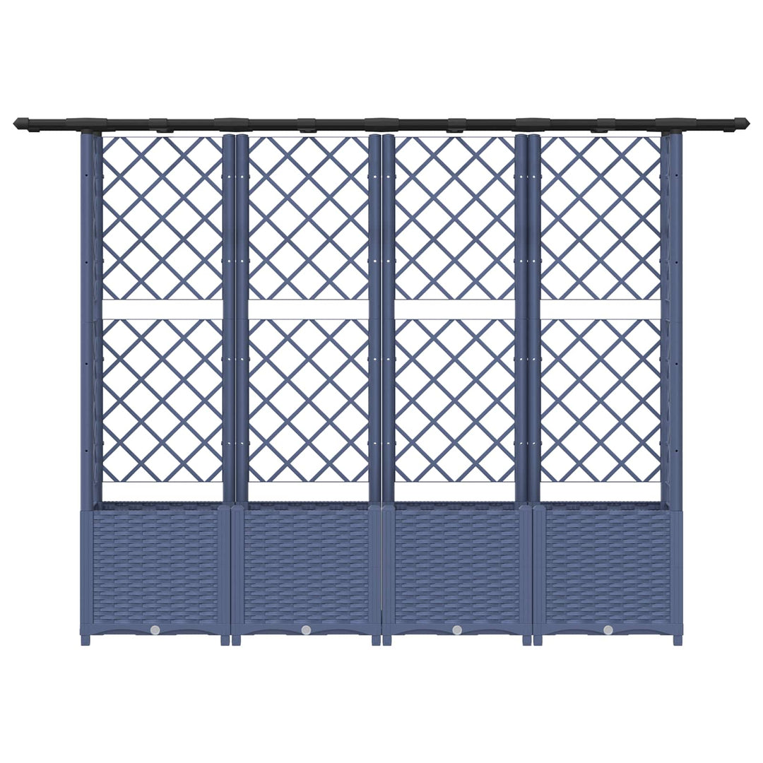 Hævet Bed med Trellis og Tag Grå 203 x 40 x 138 cm PP