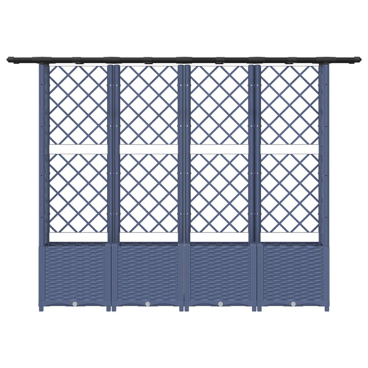 Hævet Bed med Trellis og Tag Grå 203 x 40 x 138 cm PP