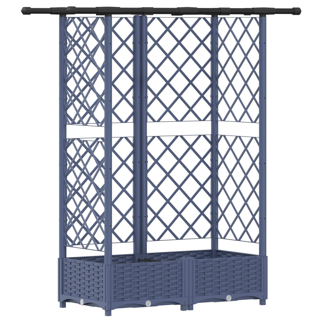 Hævet Bed med Trellis og Tag Grå 124 x 40 x 121 cm PP