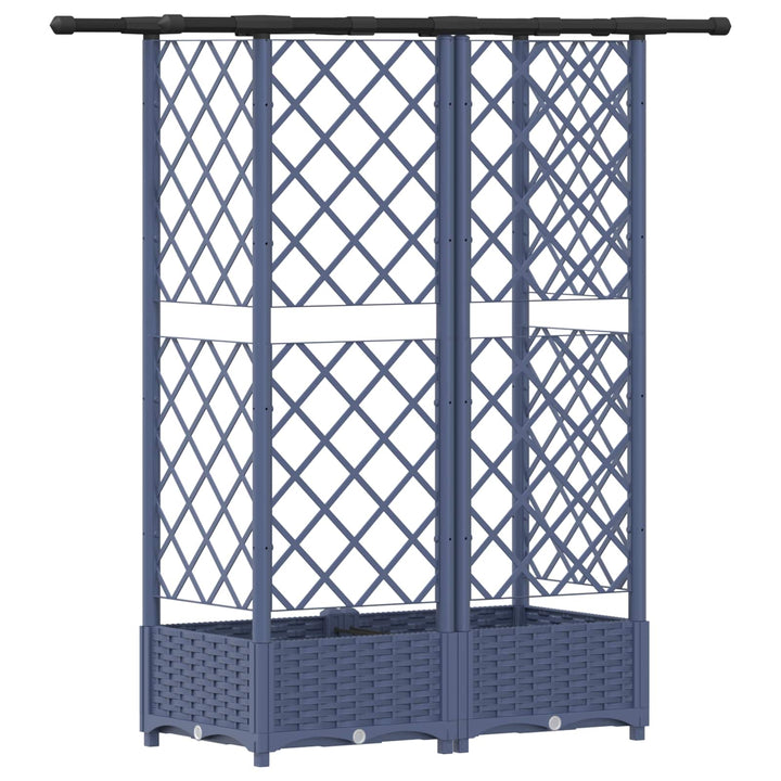 Hævet Bed med Trellis og Tag Grå 124 x 40 x 121 cm PP