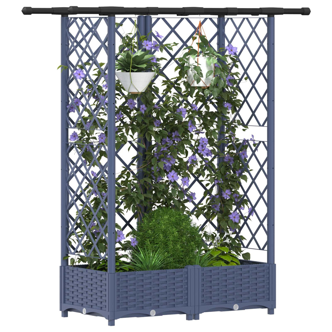 Hævet Bed med Trellis og Tag Grå 124 x 40 x 121 cm PP
