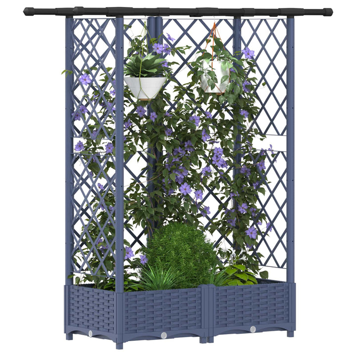 Hævet Bed med Trellis og Tag Grå 124 x 40 x 121 cm PP