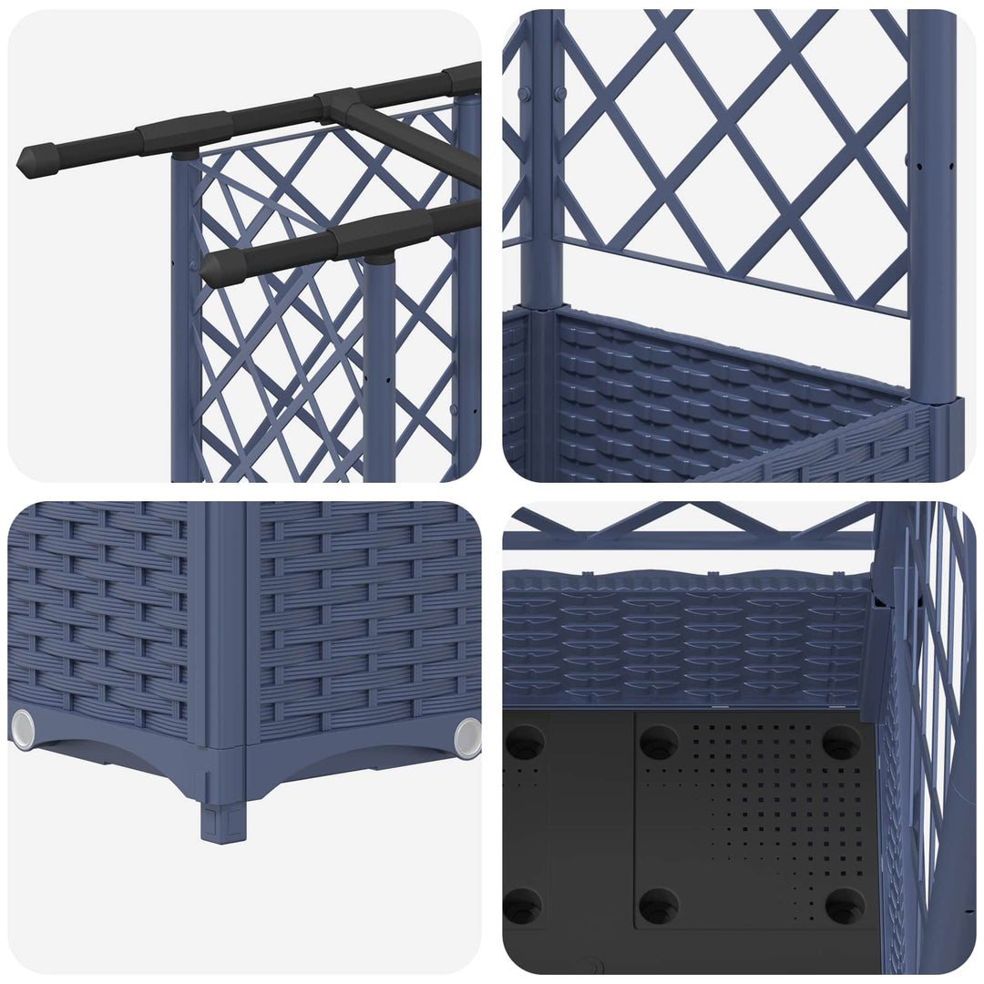Hævet Bed med Trellis og Tag Grå 164 x 40 x 121 cm PP