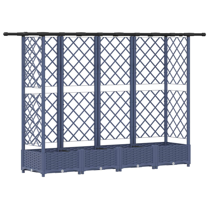 Hævet Bed med Trellis og Tag Grå 202,5 x 40 x 121 cm PP