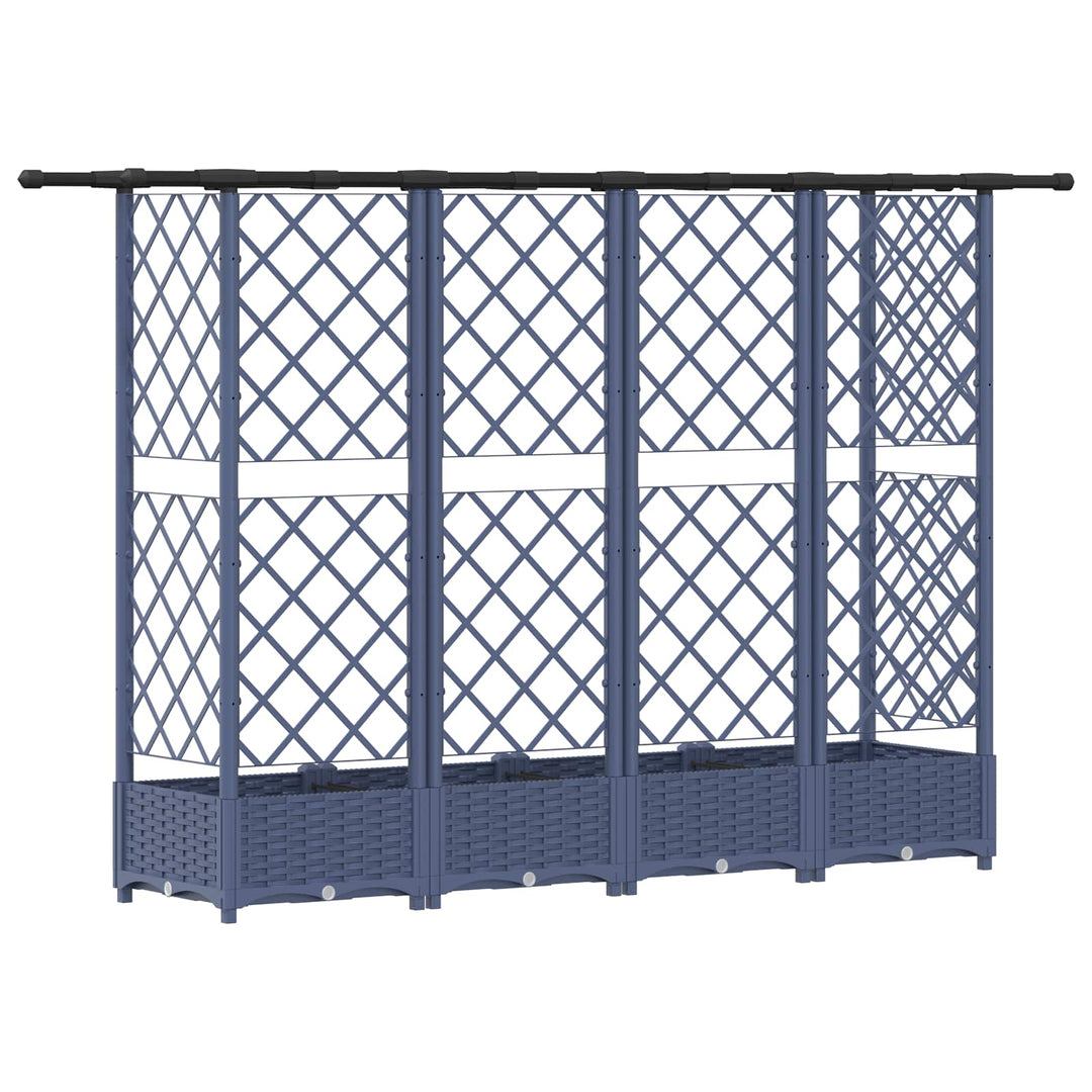 Hævet Bed med Trellis og Tag Grå 202,5 x 40 x 121 cm PP