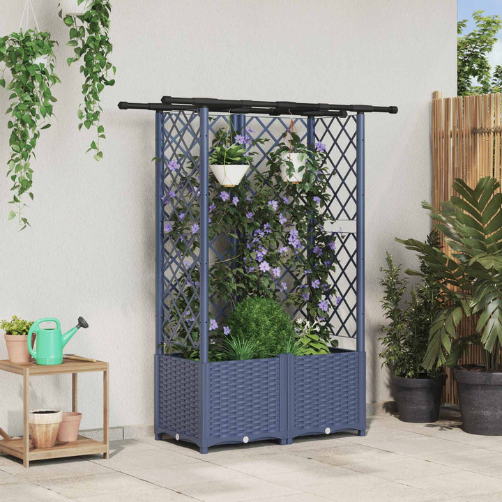 Hævet Bed med Trellis og Tag Grå 124 x 40 x 136 cm PP
