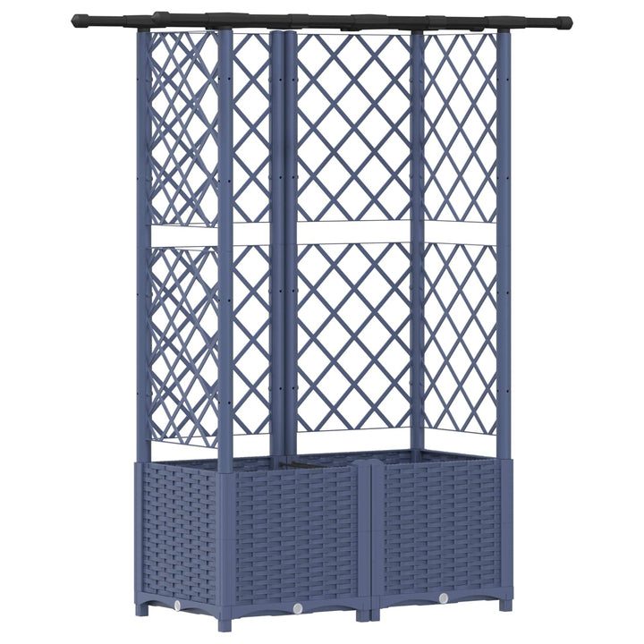 Hævet Bed med Trellis og Tag Grå 124 x 40 x 136 cm PP