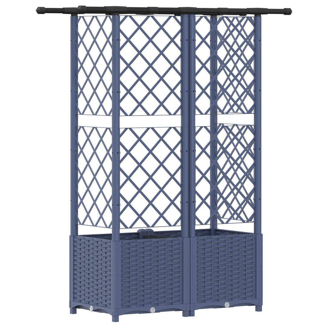 Hævet Bed med Trellis og Tag Grå 124 x 40 x 136 cm PP