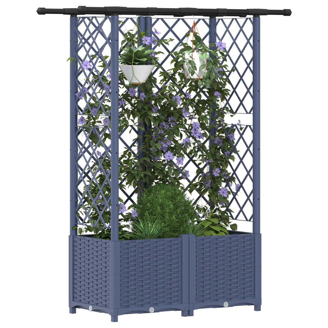 Hævet Bed med Trellis og Tag Grå 124 x 40 x 136 cm PP