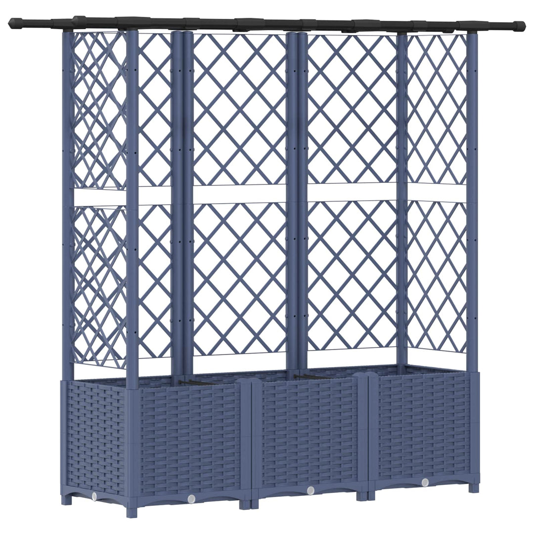 Hævet Bed med Trellis og Tag Grå 163,5 x 40 x 136 cm PP