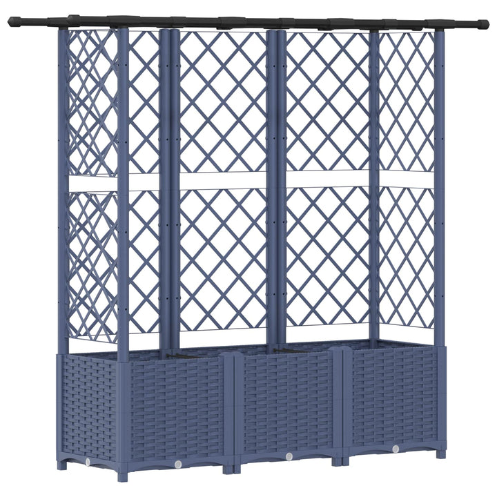 Hævet Bed med Trellis og Tag Grå 163,5 x 40 x 136 cm PP