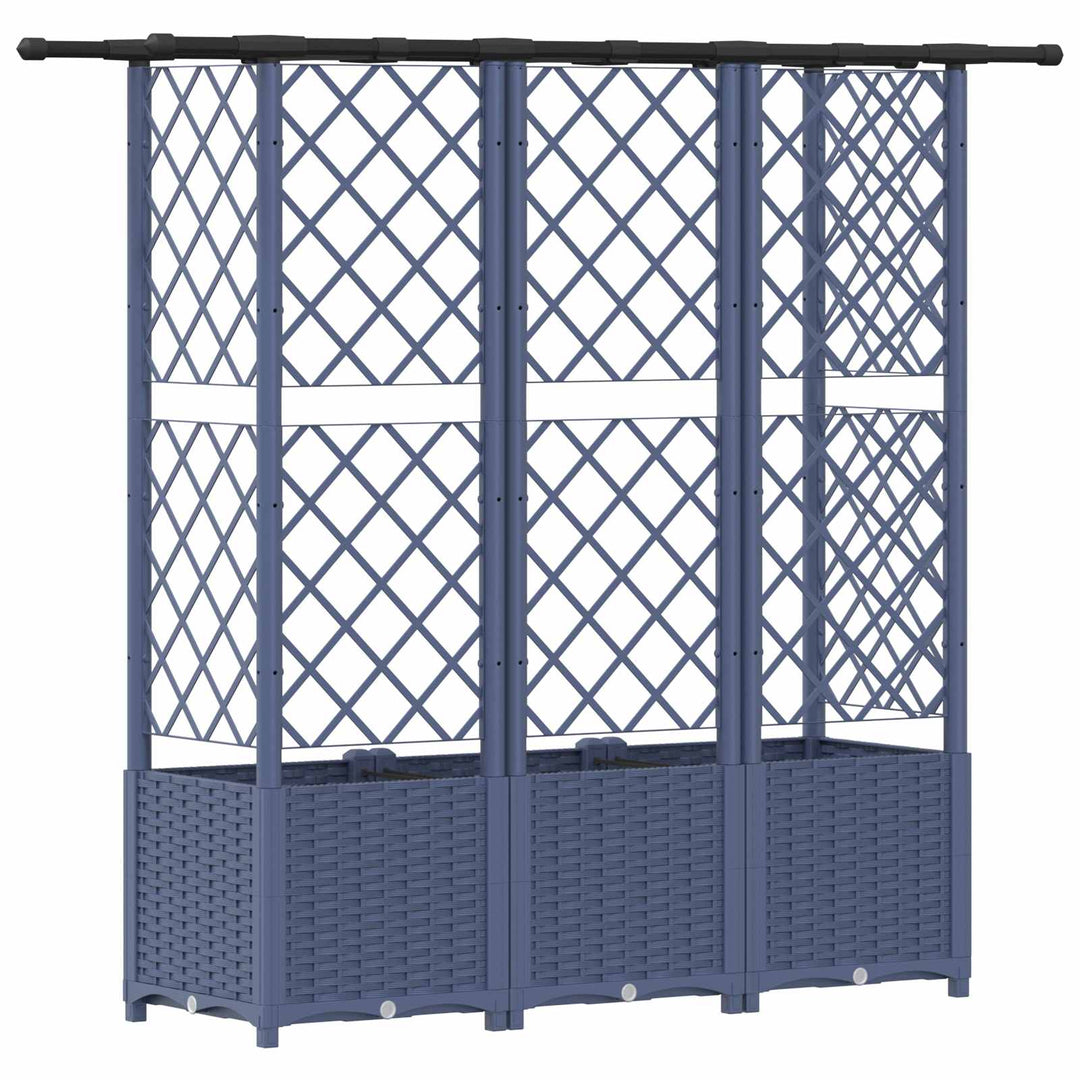 Hævet Bed med Trellis og Tag Grå 163,5 x 40 x 136 cm PP