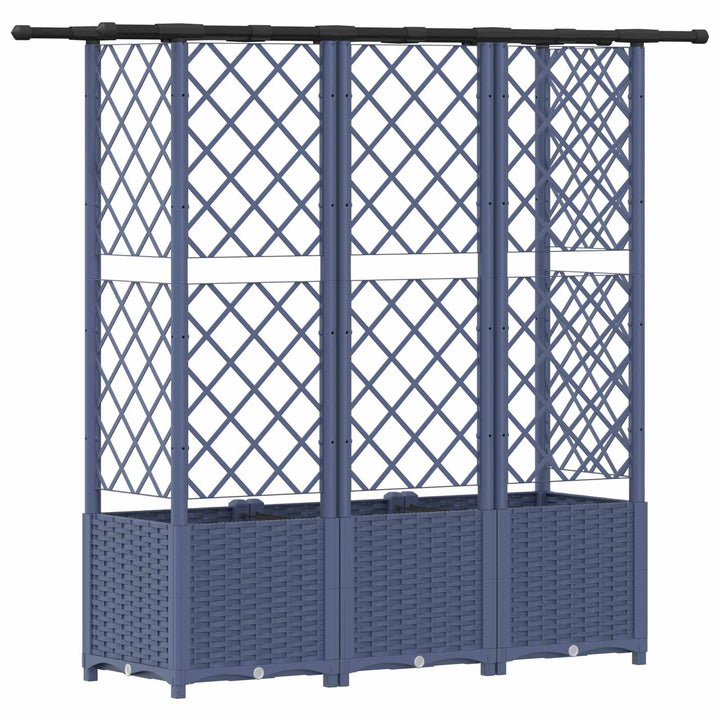 Hævet Bed med Trellis og Tag Grå 163,5 x 40 x 136 cm PP