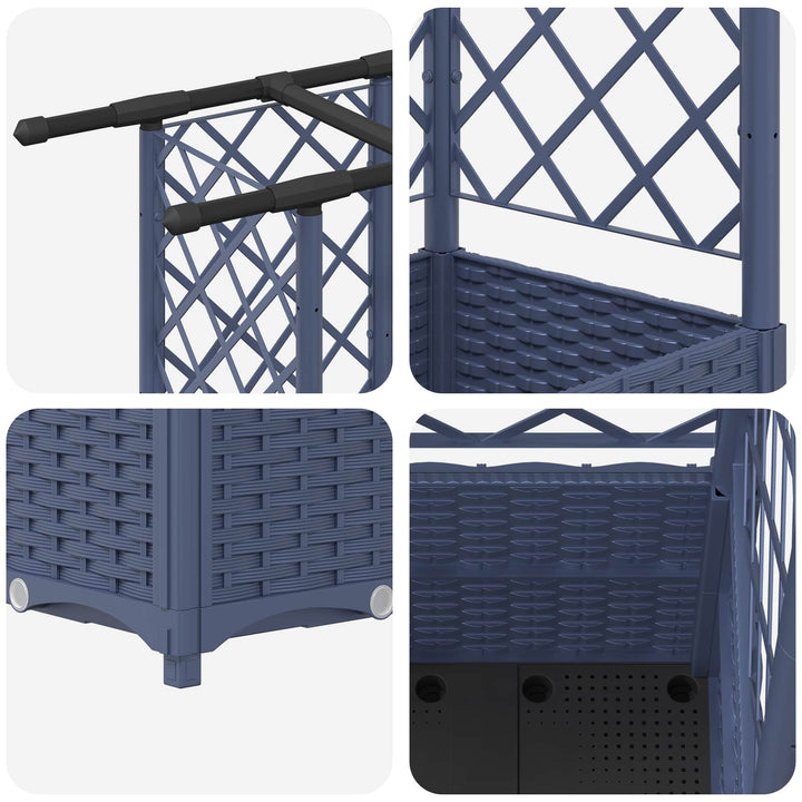 Hævet Bed med Trellis og Tag Grå 202 x 40 x 136 cm PP