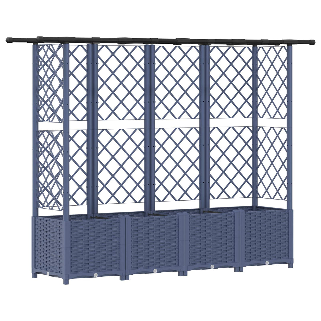 Hævet Bed med Trellis og Tag Grå 202 x 40 x 136 cm PP
