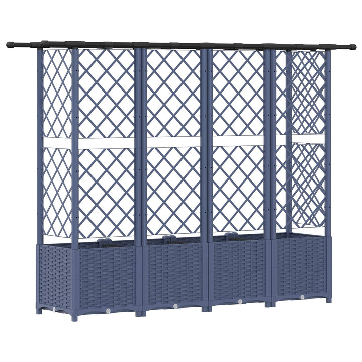 Hævet Bed med Trellis og Tag Grå 202 x 40 x 136 cm PP