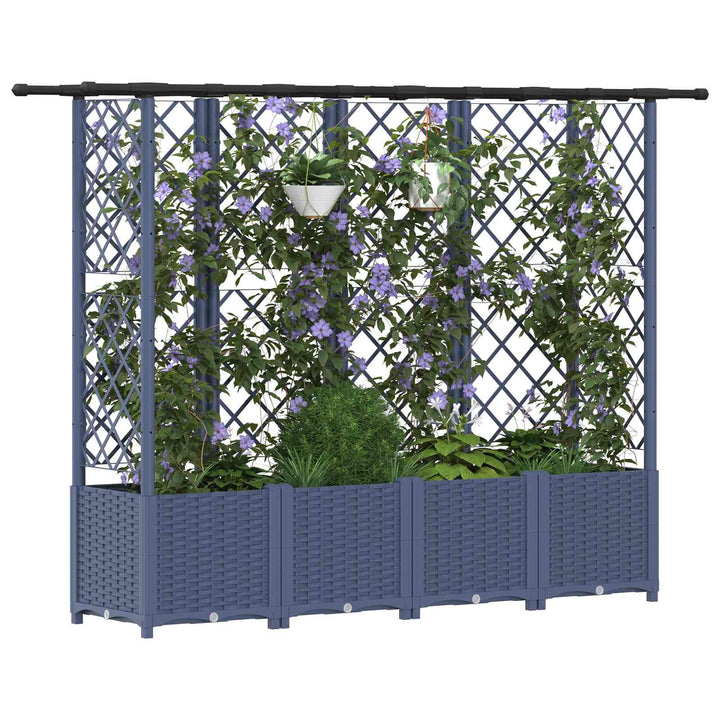 Hævet Bed med Trellis og Tag Grå 202 x 40 x 136 cm PP